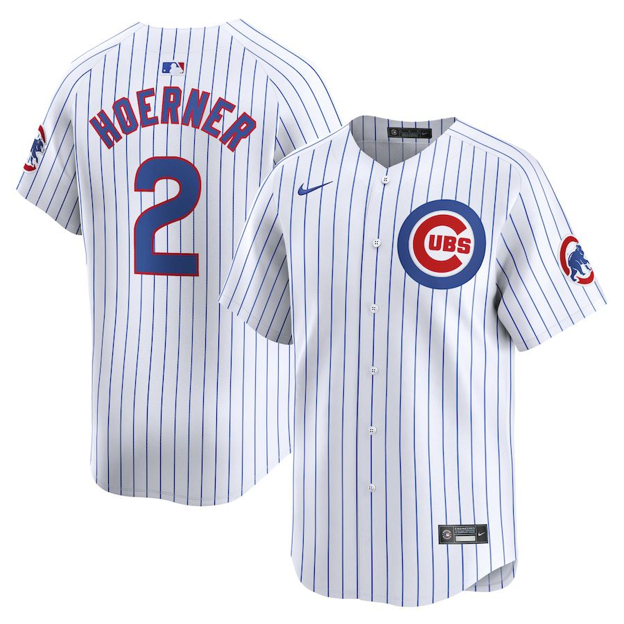 Men Chicago Cubs 2 Nico Hoerner Nike White Home Limited Player MLB Jersey